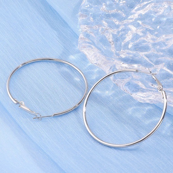 Silver plated hoops. - Picture 2 of 2